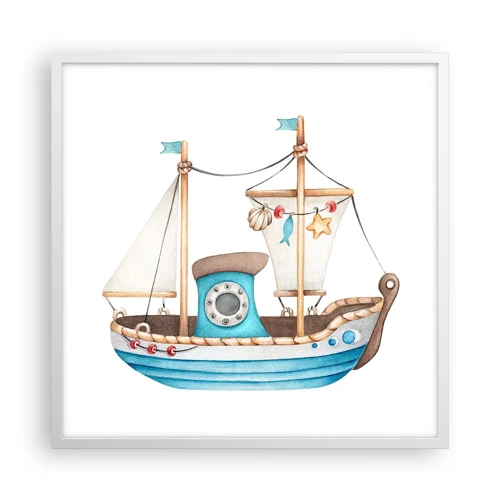 Poster in white frmae - Ahoy, Adventure! - 60x60 cm