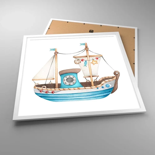 Poster in white frmae - Ahoy, Adventure! - 60x60 cm