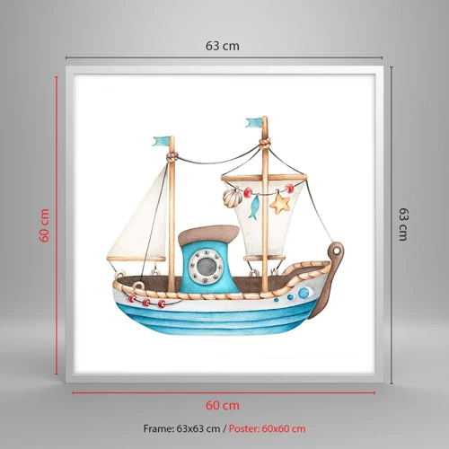 Poster in white frmae - Ahoy, Adventure! - 60x60 cm