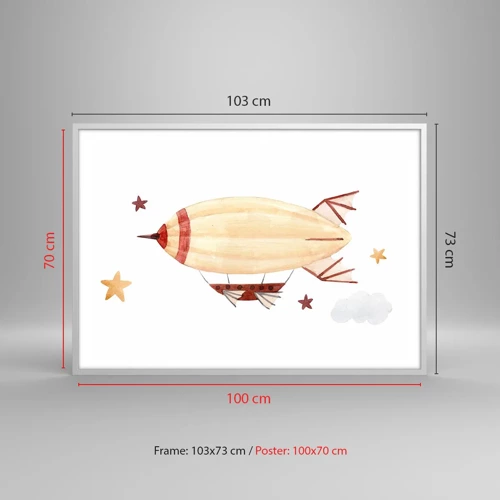 Poster in white frmae - Airship - 100x70 cm