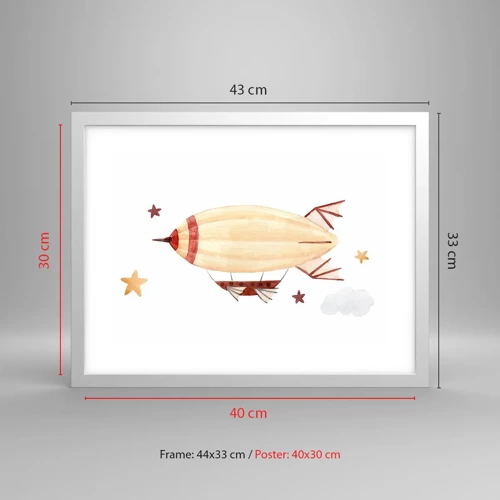 Poster in white frmae - Airship - 40x30 cm