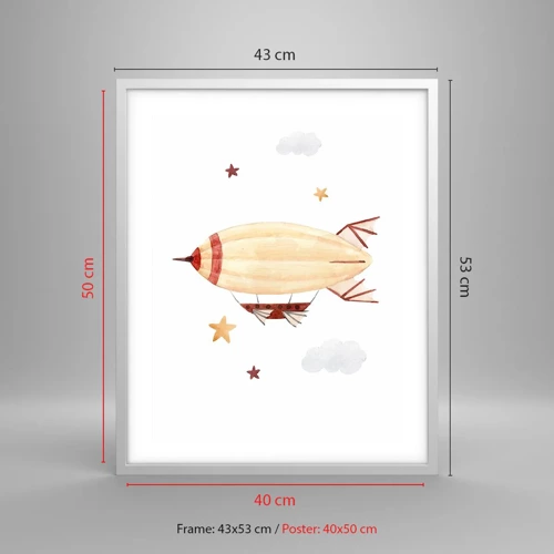 Poster in white frmae - Airship - 40x50 cm