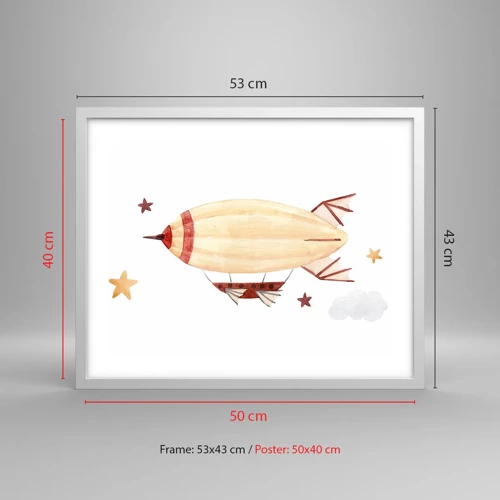 Poster in white frmae - Airship - 50x40 cm