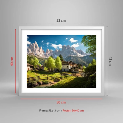 Poster in white frmae - Alpine Idyll - 50x40 cm