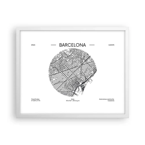 Poster in white frmae - Anatomy of Barcelona - 50x40 cm