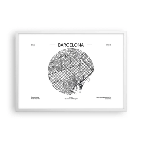 Poster in white frmae - Anatomy of Barcelona - 70x50 cm