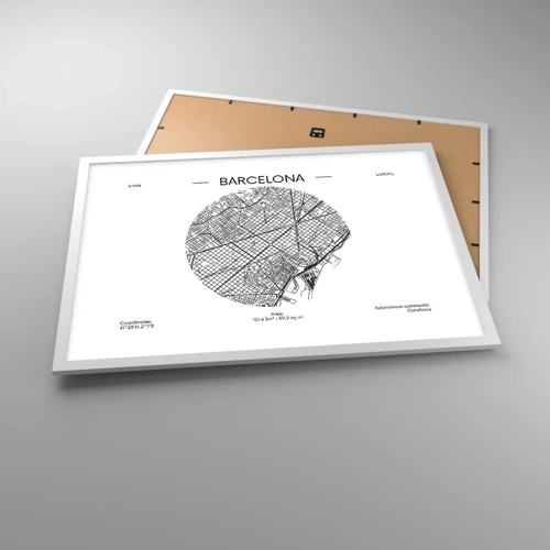 Poster in white frmae - Anatomy of Barcelona - 70x50 cm