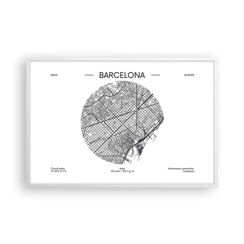 Poster in white frmae - Anatomy of Barcelona - 91x61 cm