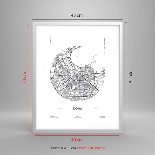 Poster in white frmae - Anatomy of Doha - 40x50 cm