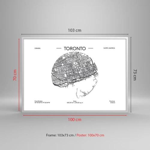 Poster in white frmae - Anatomy of Toronto - 100x70 cm