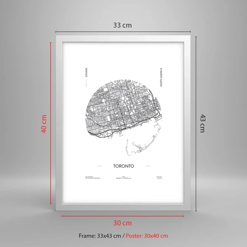 Poster in white frmae - Anatomy of Toronto - 30x40 cm