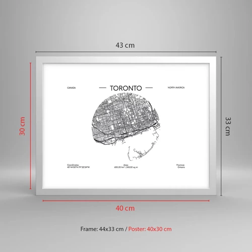 Poster in white frmae - Anatomy of Toronto - 40x30 cm