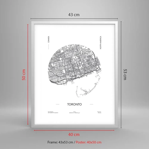 Poster in white frmae - Anatomy of Toronto - 40x50 cm