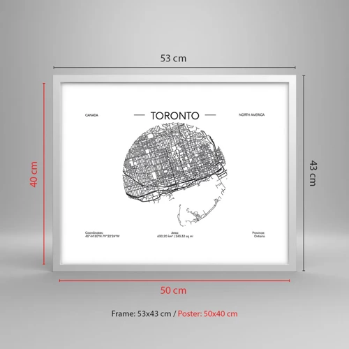 Poster in white frmae - Anatomy of Toronto - 50x40 cm