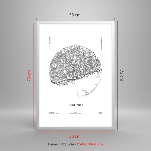 Poster in white frmae - Anatomy of Toronto - 50x70 cm