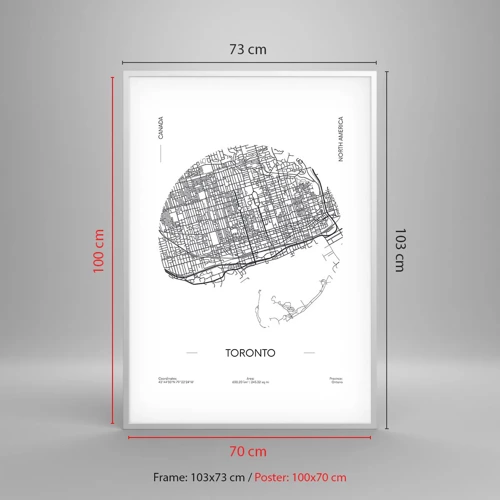 Poster in white frmae - Anatomy of Toronto - 70x100 cm