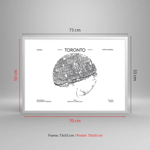 Poster in white frmae - Anatomy of Toronto - 70x50 cm