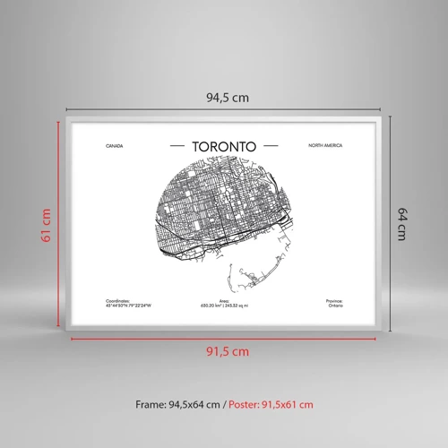 Poster in white frmae - Anatomy of Toronto - 91x61 cm