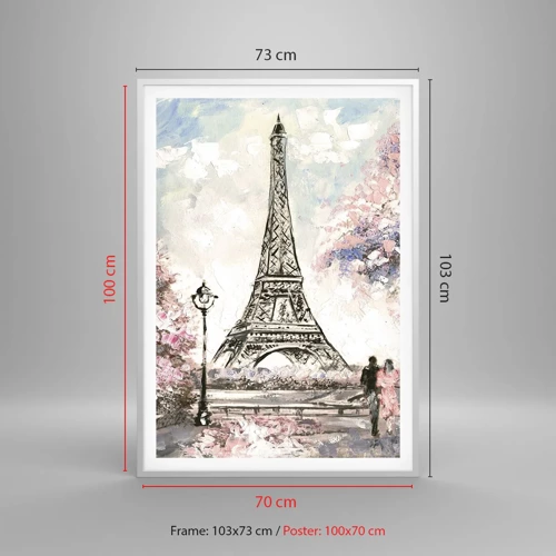 Poster in white frmae - April Walk in Paris - 70x100 cm