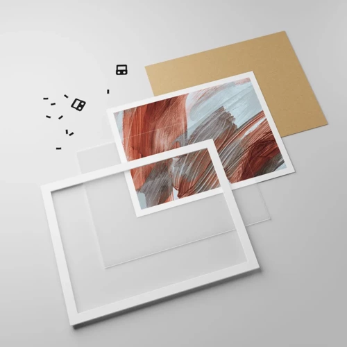 Poster in white frmae - Autumnal and Windy Abstract - 100x70 cm