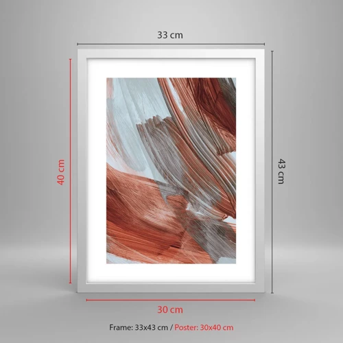 Poster in white frmae - Autumnal and Windy Abstract - 30x40 cm