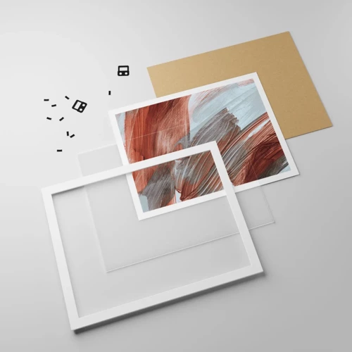 Poster in white frmae - Autumnal and Windy Abstract - 50x40 cm