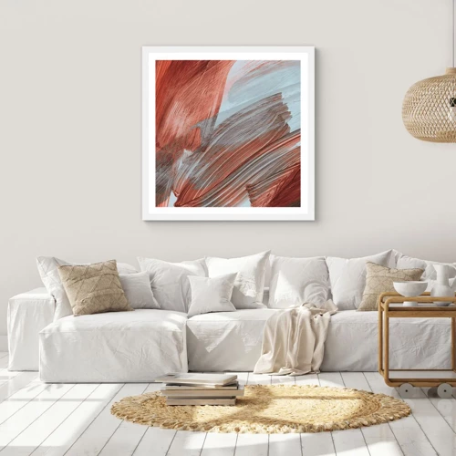 Poster in white frmae - Autumnal and Windy Abstract - 60x60 cm