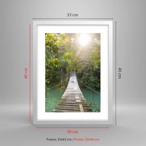 Poster in white frmae - Azure Water in Azure Forest - 30x40 cm