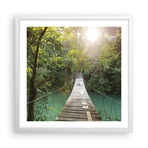 Poster in white frmae - Azure Water in Azure Forest - 50x50 cm