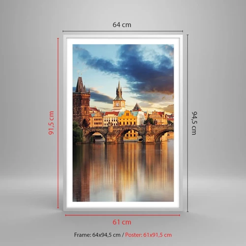 Poster in white frmae - Beautiful Prague - 61x91 cm