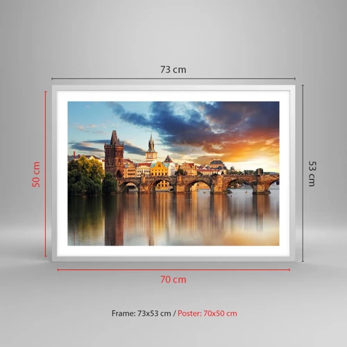 Poster in white frmae - Beautiful Prague - 70x50 cm
