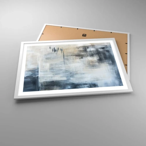 Poster in white frmae - Behind the Curtain of Blue - 70x50 cm