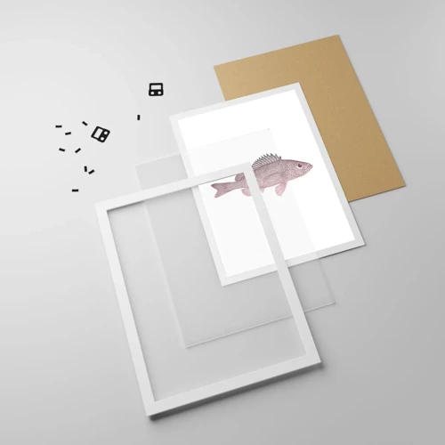 Poster in white frmae - Big-eyed Fish - 50x70 cm