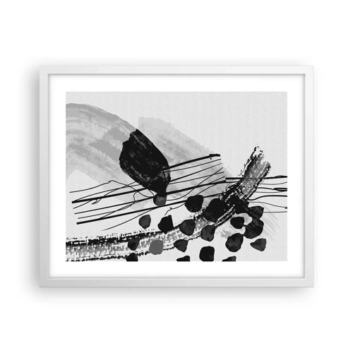 Poster in white frmae - Black and White Organic Abstraction - 50x40 cm