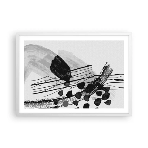 Poster in white frmae - Black and White Organic Abstraction - 70x50 cm