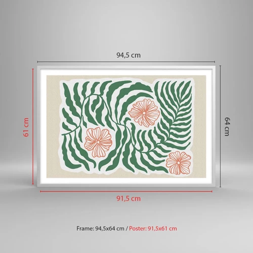 Poster in white frmae - Blossoming in Green - 91x61 cm