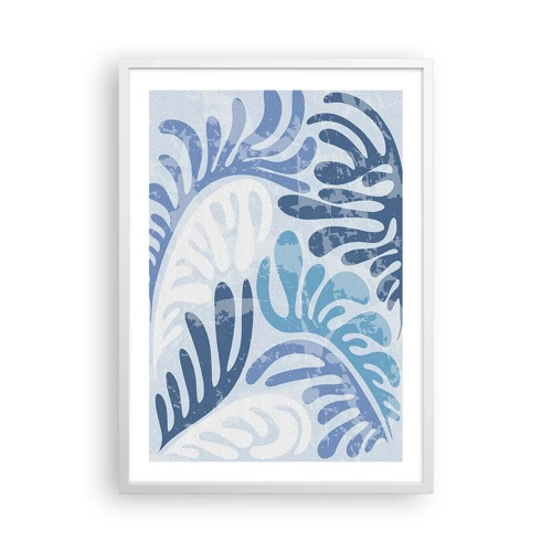 Poster in white frmae - Blue Ferns - 50x70 cm