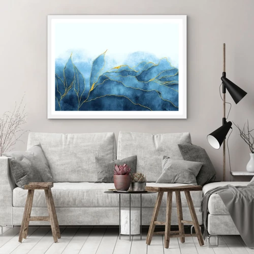 Poster in white frmae - Blue In Gold - 40x30 cm