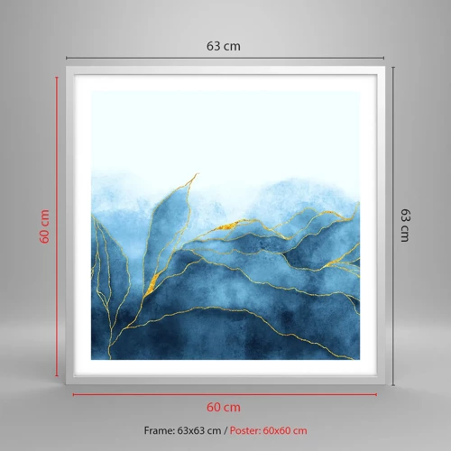 Poster in white frmae - Blue In Gold - 60x60 cm