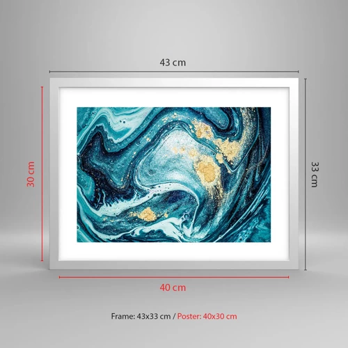 Poster in white frmae - Blue Whirl - 40x30 cm