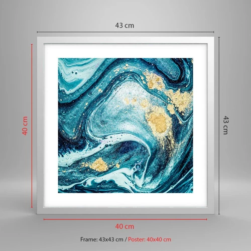 Poster in white frmae - Blue Whirl - 40x40 cm