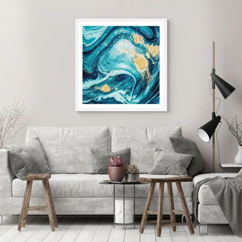 Poster in white frmae - Blue Whirl - 60x60 cm