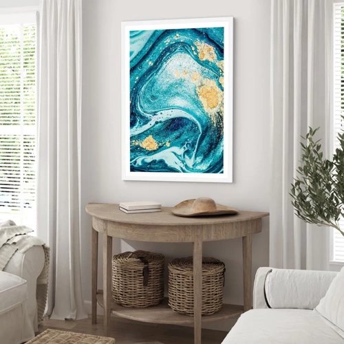 Poster in white frmae - Blue Whirl - 61x91 cm