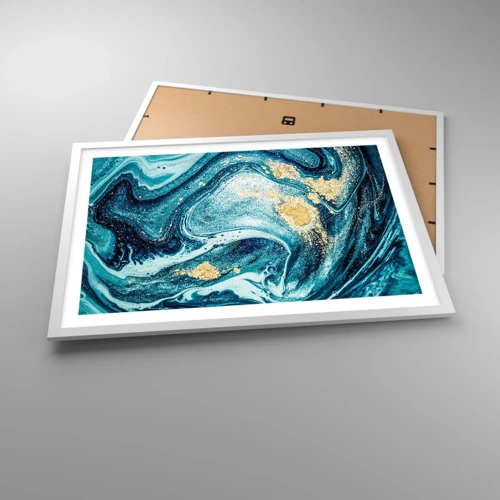 Poster in white frmae - Blue Whirl - 70x50 cm