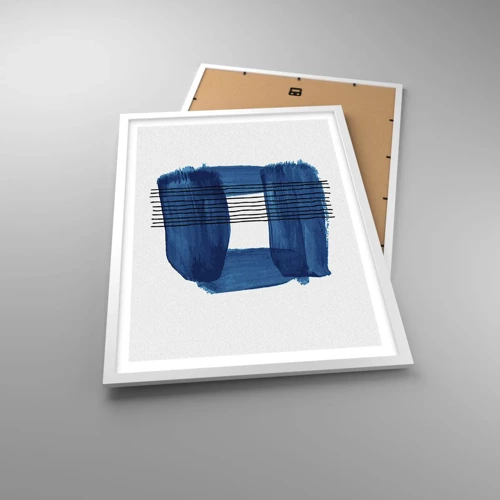 Poster in white frmae - Blue and Black Composition - 50x70 cm