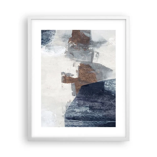 Poster in white frmae - Blue and Brown Shapes - 40x50 cm