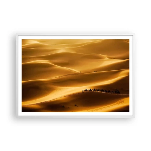 Poster in white frmae - Caravan on the Waves of a Desert - 100x70 cm