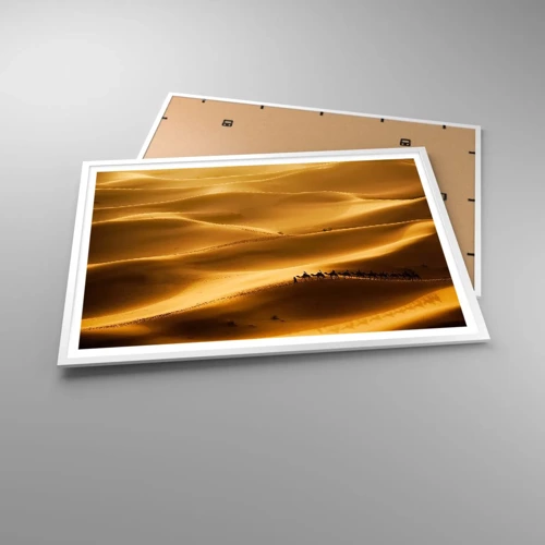 Poster in white frmae - Caravan on the Waves of a Desert - 100x70 cm