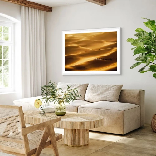 Poster in white frmae - Caravan on the Waves of a Desert - 40x30 cm