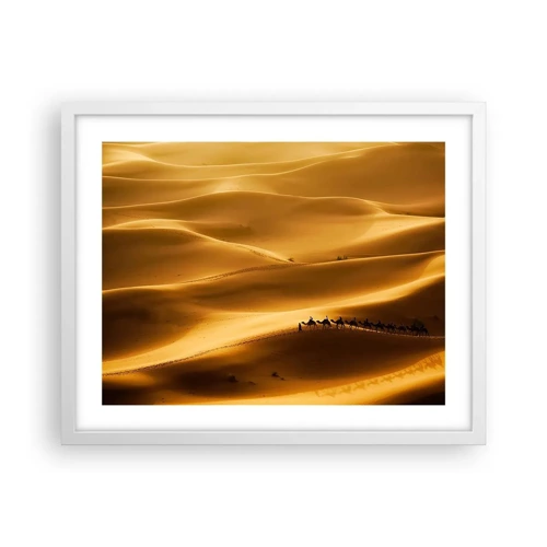 Poster in white frmae - Caravan on the Waves of a Desert - 50x40 cm